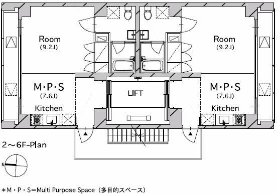 2階〜6階 間取り図