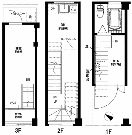 Aタイプ 奇数号室 間取り図