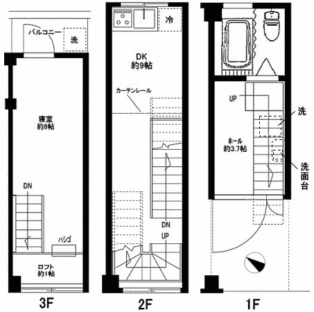 Aタイプ 偶数号室 間取り図