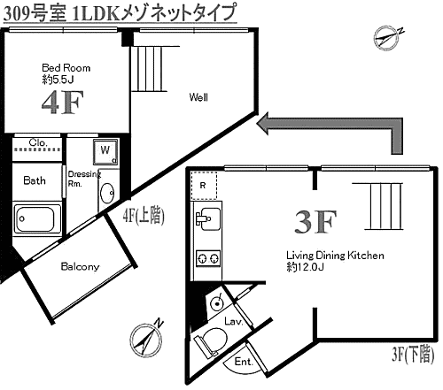 I1タイプ　間取り図　フレッグ池尻