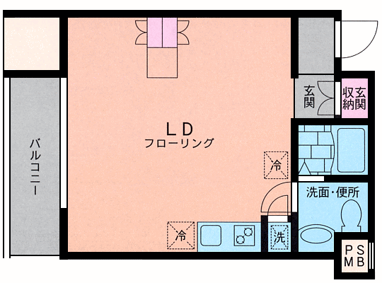 304号室　Iタイプ間取り図