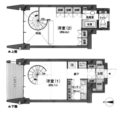 Aメゾネット間取り図