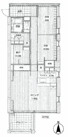 201号室　間取り図