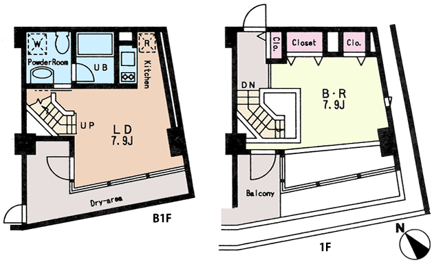 Bタイプ　1LDK（メゾネットタイプ）　39.71ｍ2