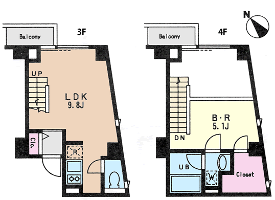 Lタイプ　1LDK（メゾネットタイプ）　43.61ｍ2