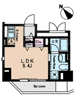 Qタイプ　1R　21.50ｍ2