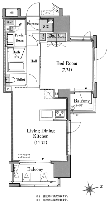 Eタイプ　1LDK　46.92ｍ2