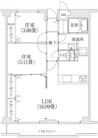 2LDK間取り図