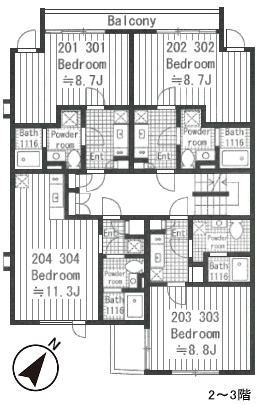 2階・3階　平面図