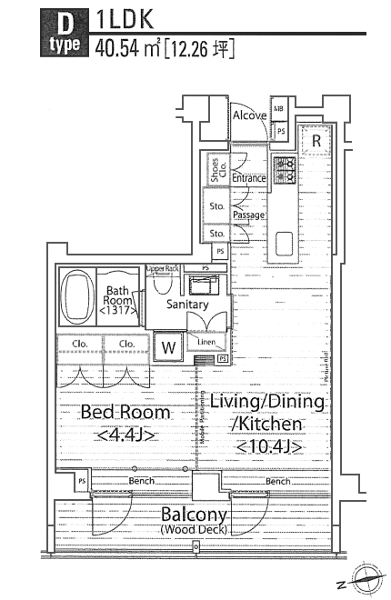 Dタイプ　1LDK　40.54ｍ2
