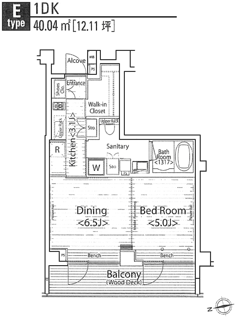 Eタイプ　1DK　40.04ｍ2