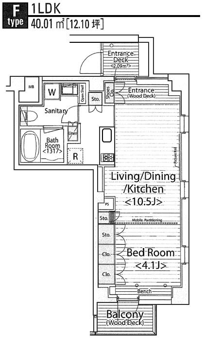 Fタイプ　1LDK　40.01ｍ2