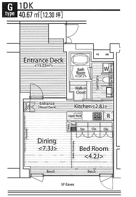 Gタイプ　1DK　40.67ｍ2