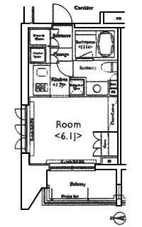 C1タイプ　1K　22.04ｍ2