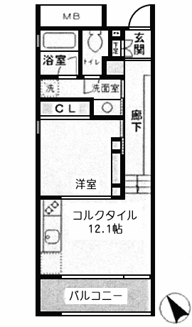 Jタイプ　1R　37.26ｍ2