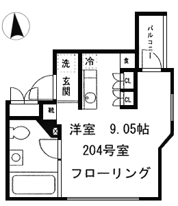 204号室　間取り図