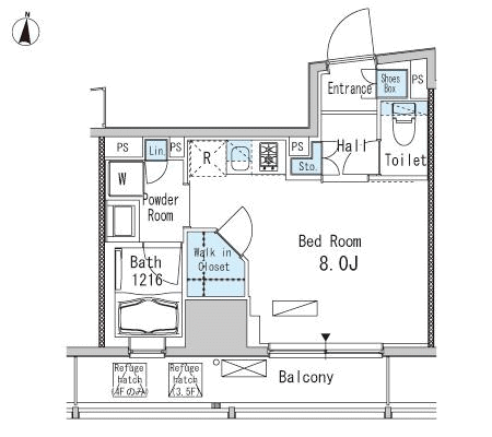 Bタイプ　1R　25.82ｍ2