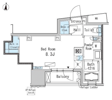 Kタイプ　1R　25.09ｍ2