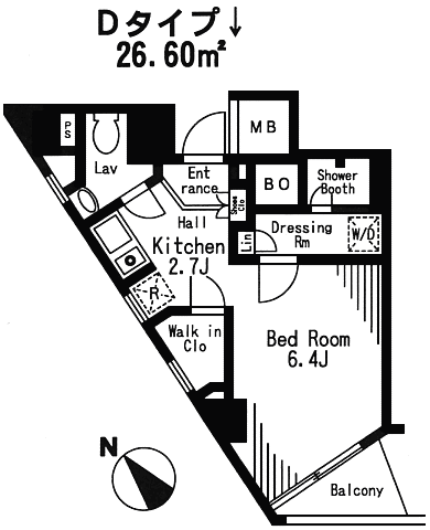 Dタイプ　1K　26.60ｍ2