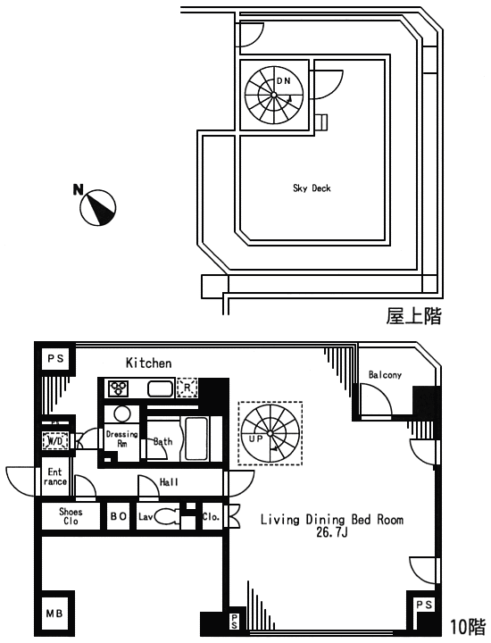 Lタイプ　1K+Skydeck　77.44ｍ2