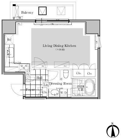 H（902号室）タイプ　間取り図