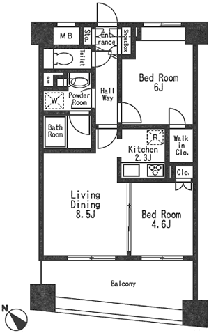 Bタイプ　2LDK+WIC　50.80ｍ2