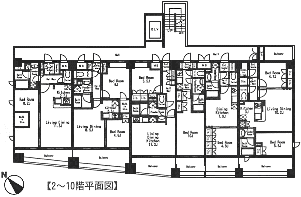 2～10階平面図