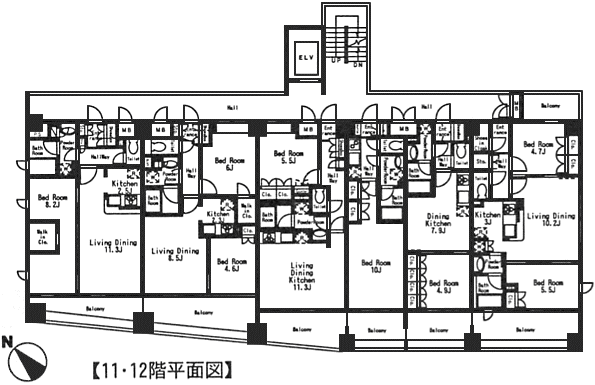 11・12階平面図