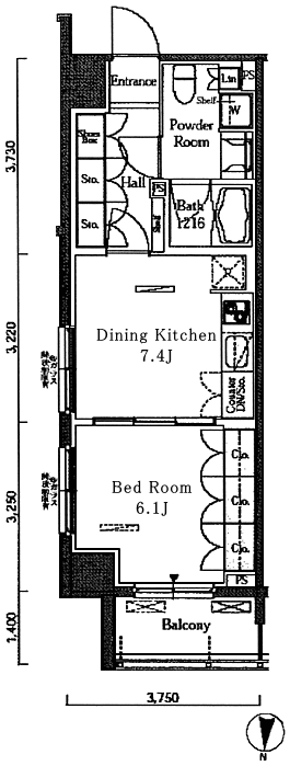 Aタイプ　1DK　38.25ｍ2