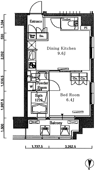 Eタイプ　1DK　38.75ｍ2