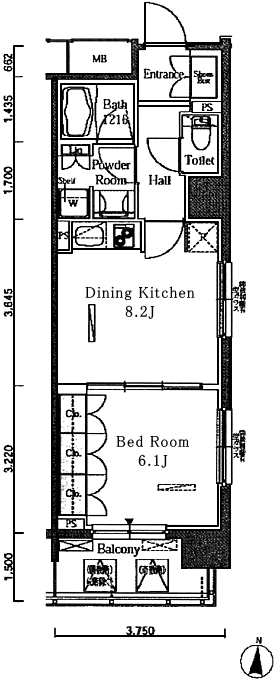 Fタイプ　1DK　38.80ｍ2