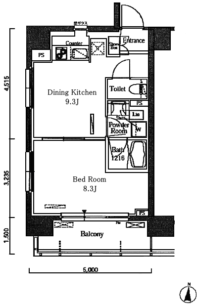 Jタイプ　1DK　38.75ｍ2