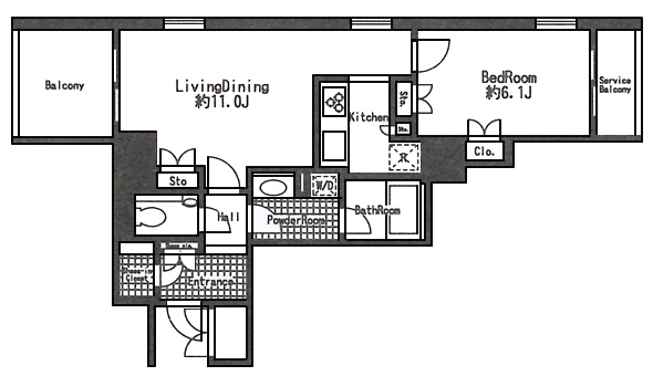 1L-Bタイプ　間取り図