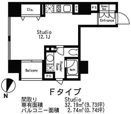 Fタイプ　Studio　32.19ｍ2