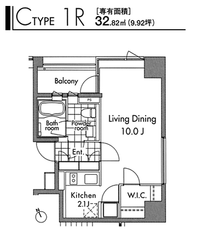 Cタイプ　1R　32.82ｍ2