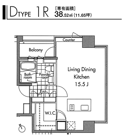 Dタイプ　1R　38.52ｍ2