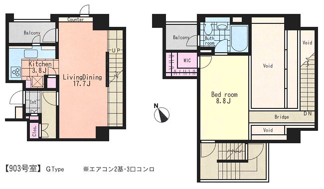 Gタイプ　1LDK（メゾネット）　67.54ｍ2