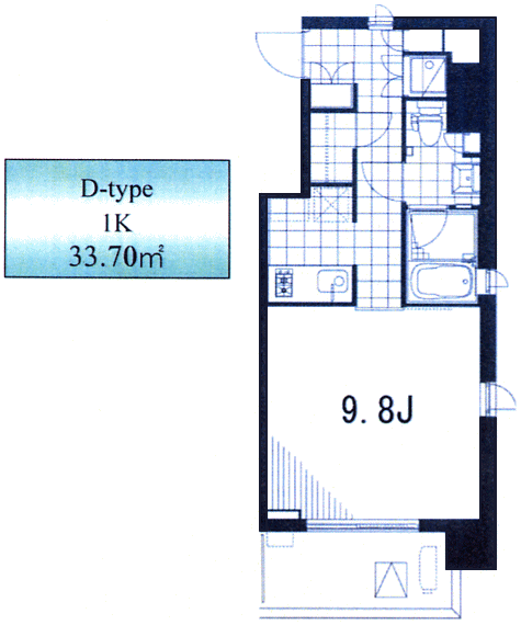 Dタイプ　1K　33.70ｍ2
