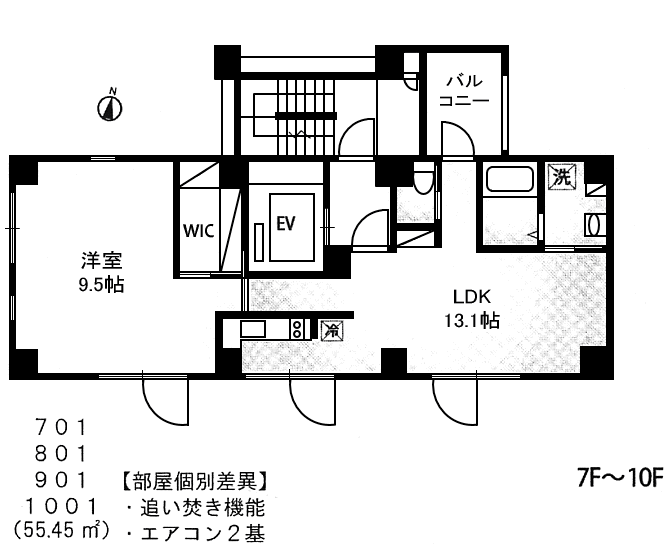 7～10階　平面図