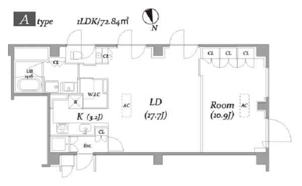 Aタイプ　1LDK　72.84ｍ2