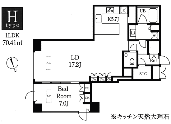 Hタイプ　1LDK　72.84ｍ2