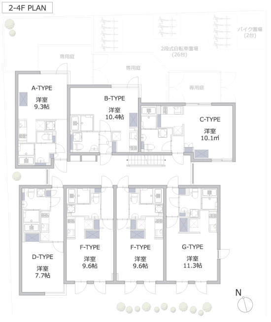 2階～4階平面図