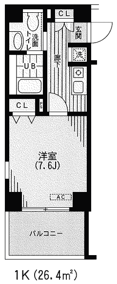 1K　間取り図