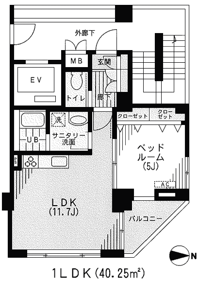 1LDK　間取り図