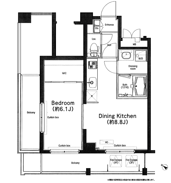 Kタイプ　1DK　39.01ｍ2