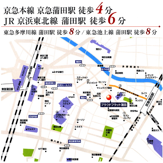 プラウドフラット蒲田　現地案内地図