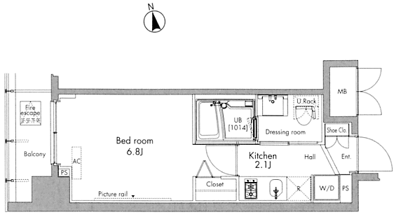 Aタイプ　1K　21.95ｍ2