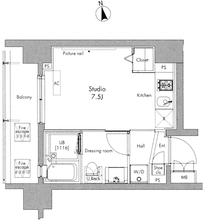 Cタイプ　1R　21.91ｍ2