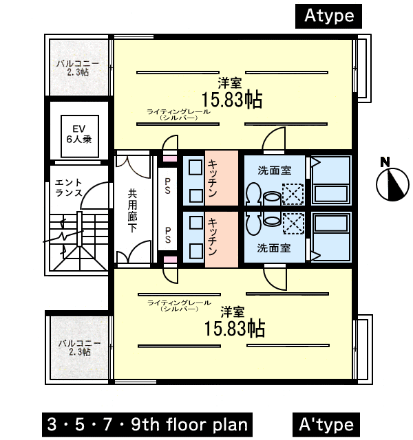 A・A’タイプ　1K　34.95ｍ2