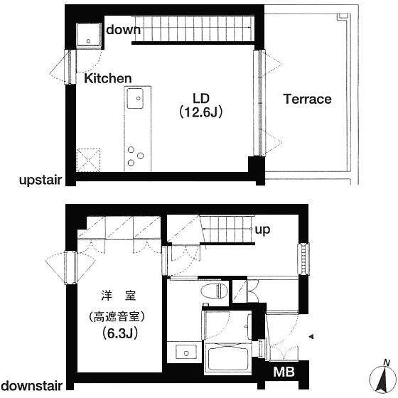 Cタイプ　1LDK（メゾネット）　53.35ｍ2